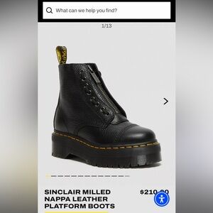 Doc Martens Platform Sinclair boot size 7 NWOT